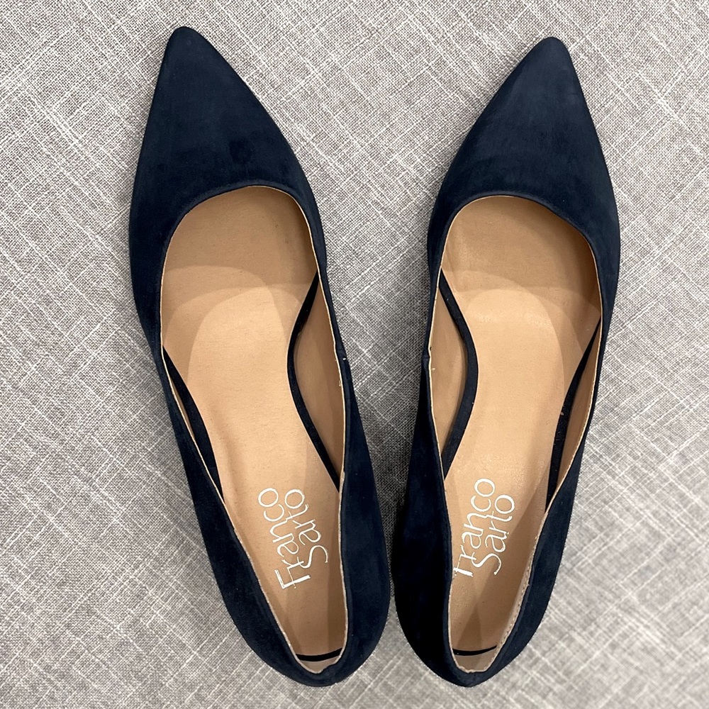 Franco Sarto Callan Blue Suede Block Heel Size 9